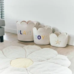 Childhome Panier de rangement Fleur écru (30 x 30 cm)