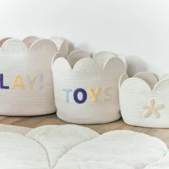 Childhome Panier de rangement Fleur écru (30 x 30 cm)