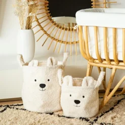 Clearance Panier de rangement Teddy écru (30 x 30 cm) Panier De Rangement