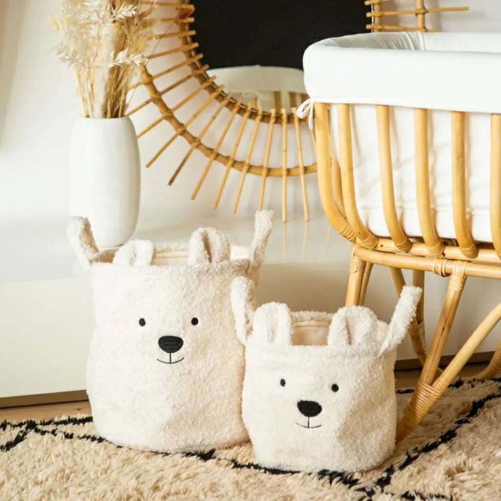 Clearance Panier de rangement Teddy écru (30 x 30 cm) Panier De Rangement
