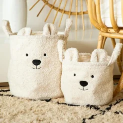 Childhome Panier de rangement Teddy écru (25 x 20 cm)