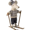 Maileg Papa Souris en hiver et sa paire de skis Bleu