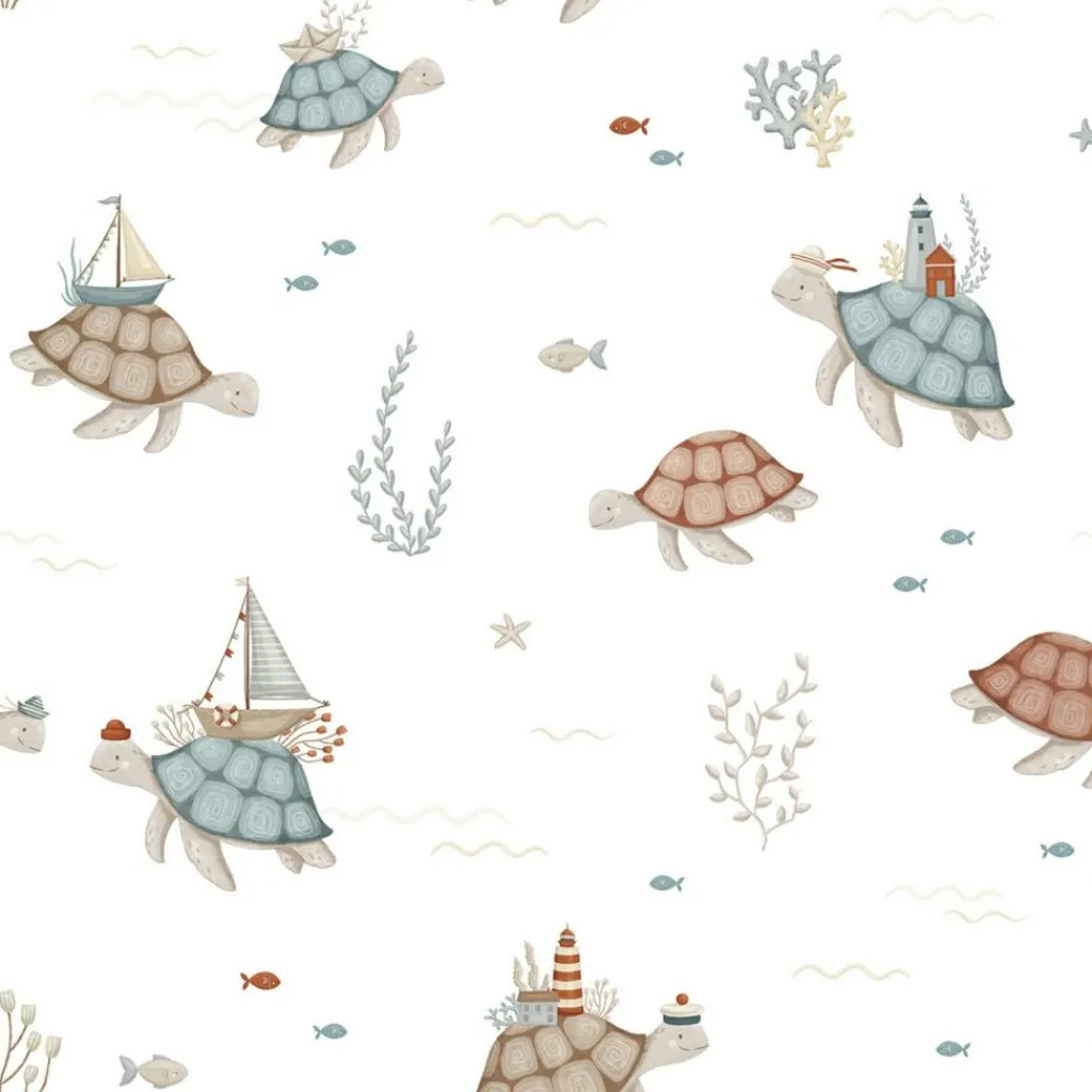 New Papier peint Balade en mer Les tortues (50 cm x 10 m) Papier Peint