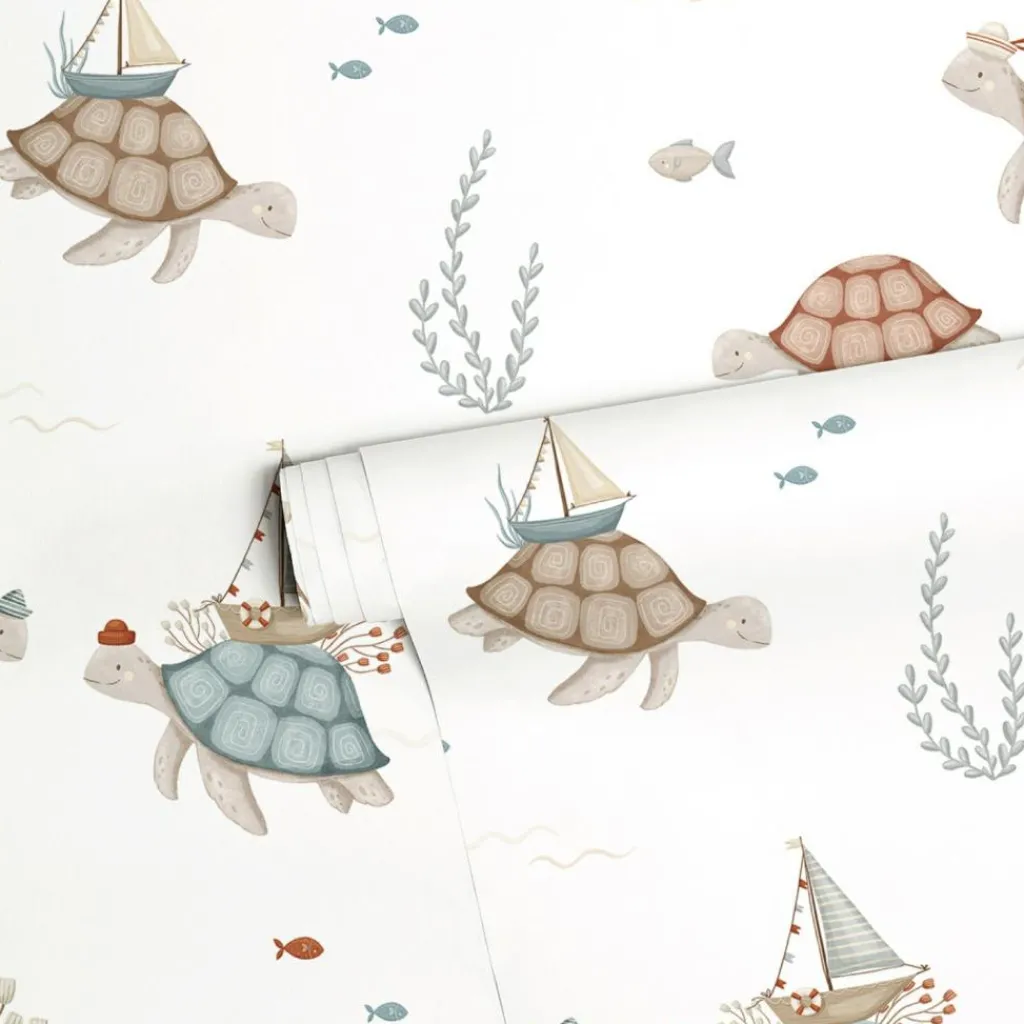New Papier peint Balade en mer Les tortues (50 cm x 10 m) Papier Peint