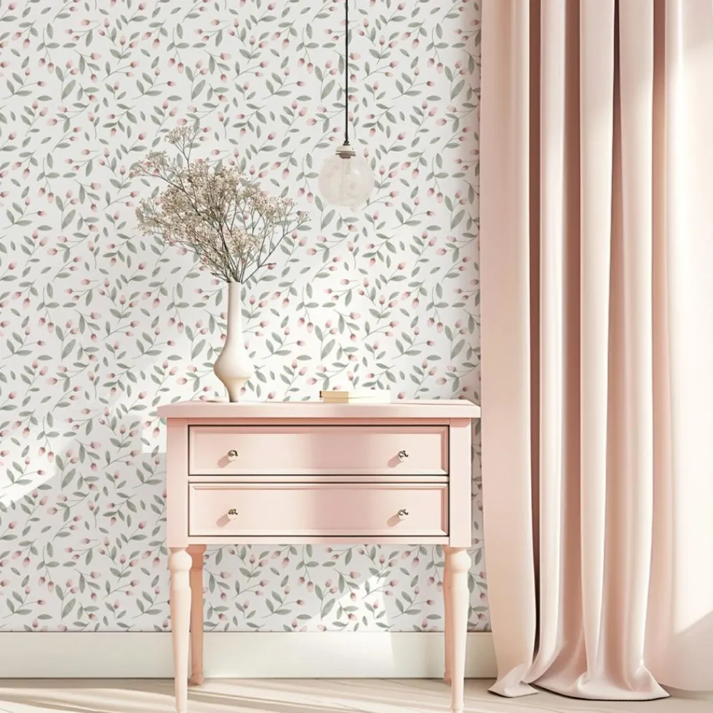 New Papier peint Boutons de fleurs (50 cm x 10 m) Papier Peint