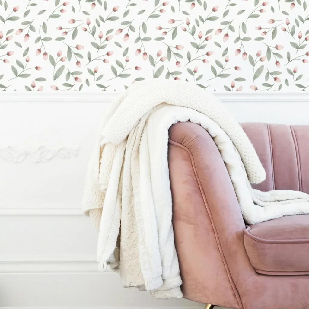 New Papier peint Boutons de fleurs (50 cm x 10 m) Papier Peint