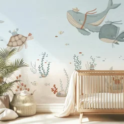 Lilipinso Papier peint décor XL Fonds marins les baleines