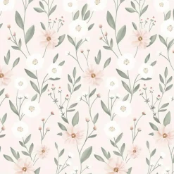 Outlet Papier peint Eclosion florale fond rose (50 cm x 10 m) Papier Peint