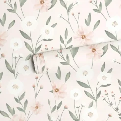 Outlet Papier peint Eclosion florale fond rose (50 cm x 10 m) Papier Peint