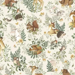Discount Papier peint intissé Amis de la forêt beige (10 m) Papier Peint