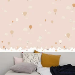 Mimi'lou Papier peint intissé Montgolfière rose (10 m)