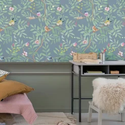 Sale Papier peint intissé Roseraie bleu Papier Peint