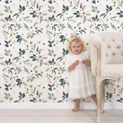 Outlet Papier peint intissé Wonderland anémones fond poudré (10 m) Papier Peint