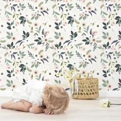 Outlet Papier peint intissé Wonderland anémones fond poudré (10 m) Papier Peint
