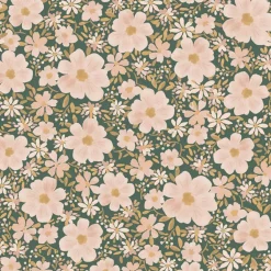 Outlet Papier peint Les fleurs fond vert foncé (50 cm x 10 m) Papier Peint