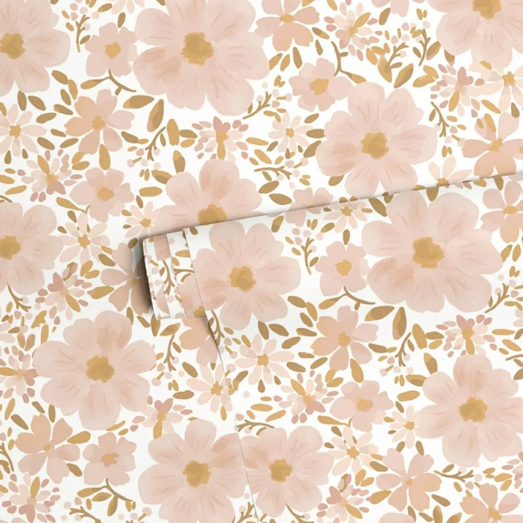 Sale Papier peint Les fleurs fond blanc (50 cm x 10 m) Papier Peint