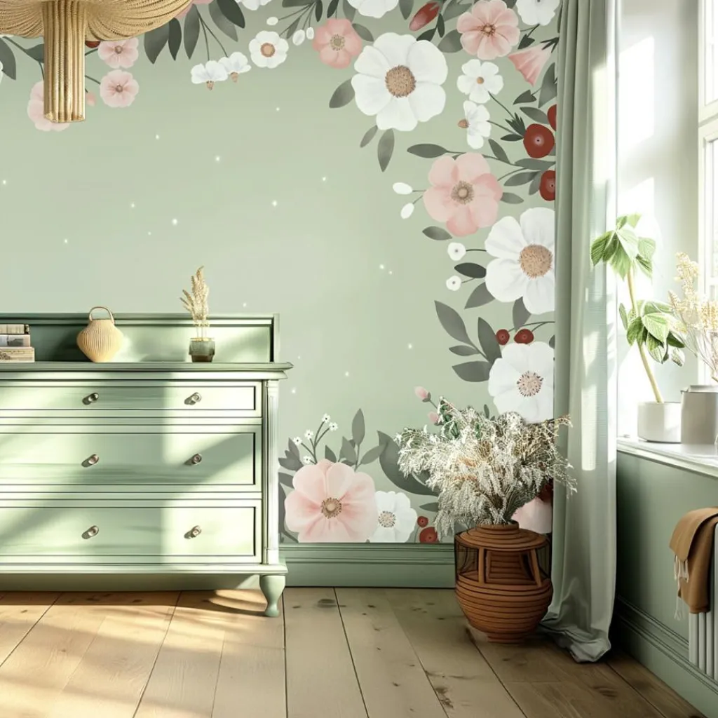 Hot Papier peint panoramique Harmonie florale Papier Peint