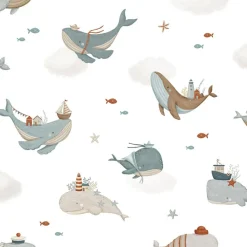 Lilipinso Papier peint Voyage avec les baleines (50 cm x 10 m)
