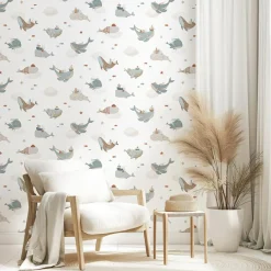 Lilipinso Papier peint Voyage avec les baleines (50 cm x 10 m)