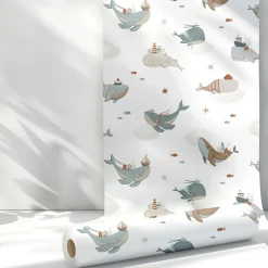 Lilipinso Papier peint Voyage avec les baleines (50 cm x 10 m)