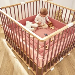 Combelle Parc pliant carré en bois Gaby hybride vieux rose