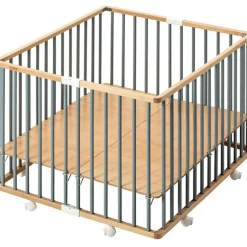 Discount Parc pliant carré en bois Gaby hybride bleu gris Parc Bébé Et Accessoires