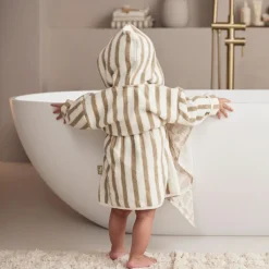 Jollein Peignoir en éponge Stripe Olive Green (3-4 ans)
