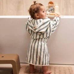 Hot Peignoir en éponge Stripe Sea Green (1-2 ans) Peignoir