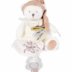 Doudou et Compagnie Peluche attache-sucette Ours Pantin Rose (20 cm)