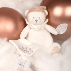 Doudou et Compagnie Peluche attache-sucette Ours Pantin Rose (20 cm)