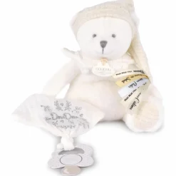 Hot Peluche attache-sucette Ours Pantin Argent (20 cm) Doudou Attache Sucette
