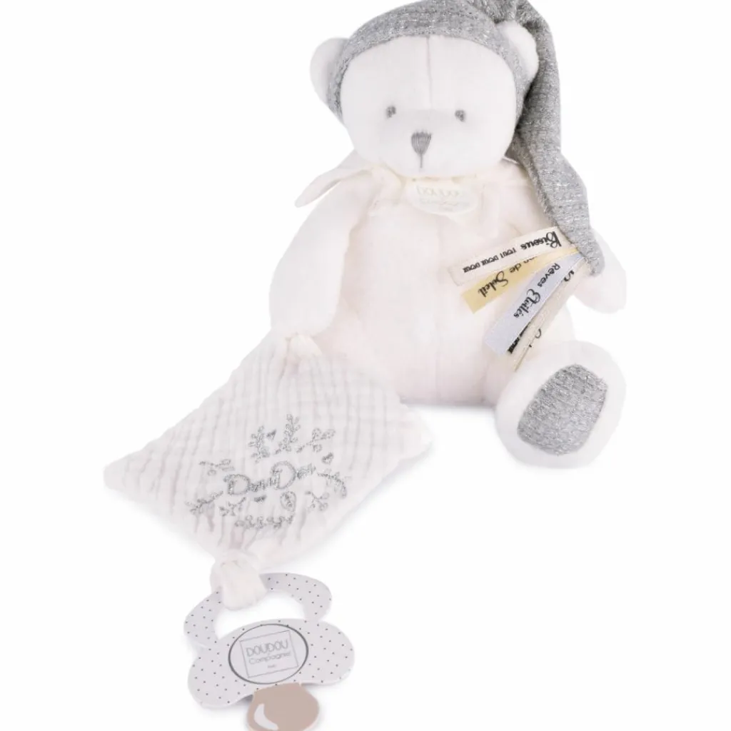 Online Peluche attache-sucette Ours Pantin Argent (20 cm) Doudou Attache Sucette