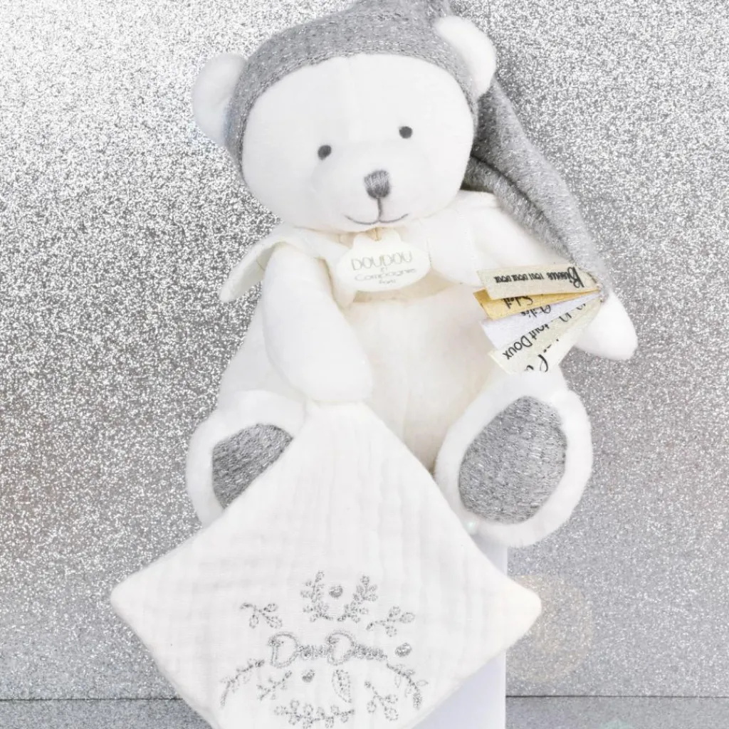 Online Peluche attache-sucette Ours Pantin Argent (20 cm) Doudou Attache Sucette