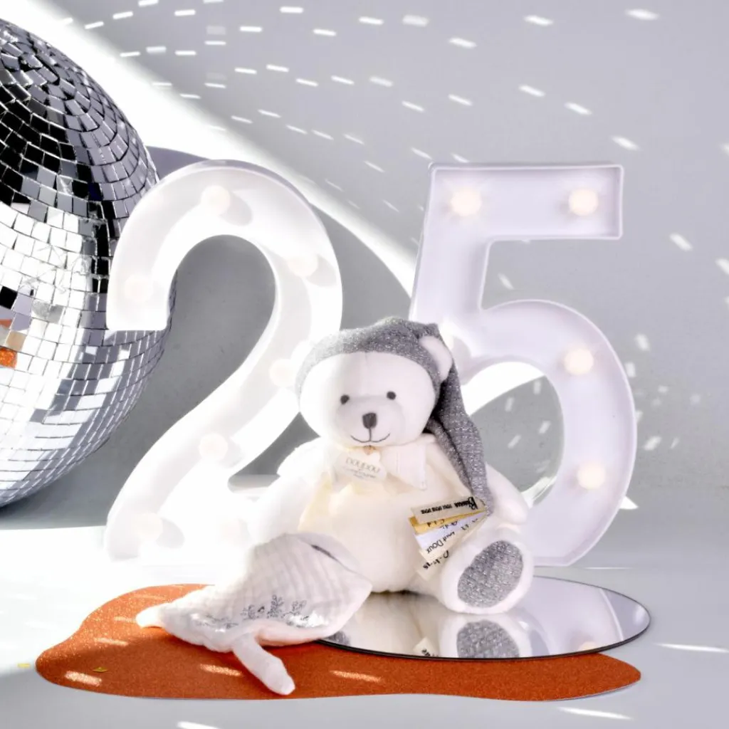 Online Peluche attache-sucette Ours Pantin Argent (20 cm) Doudou Attache Sucette