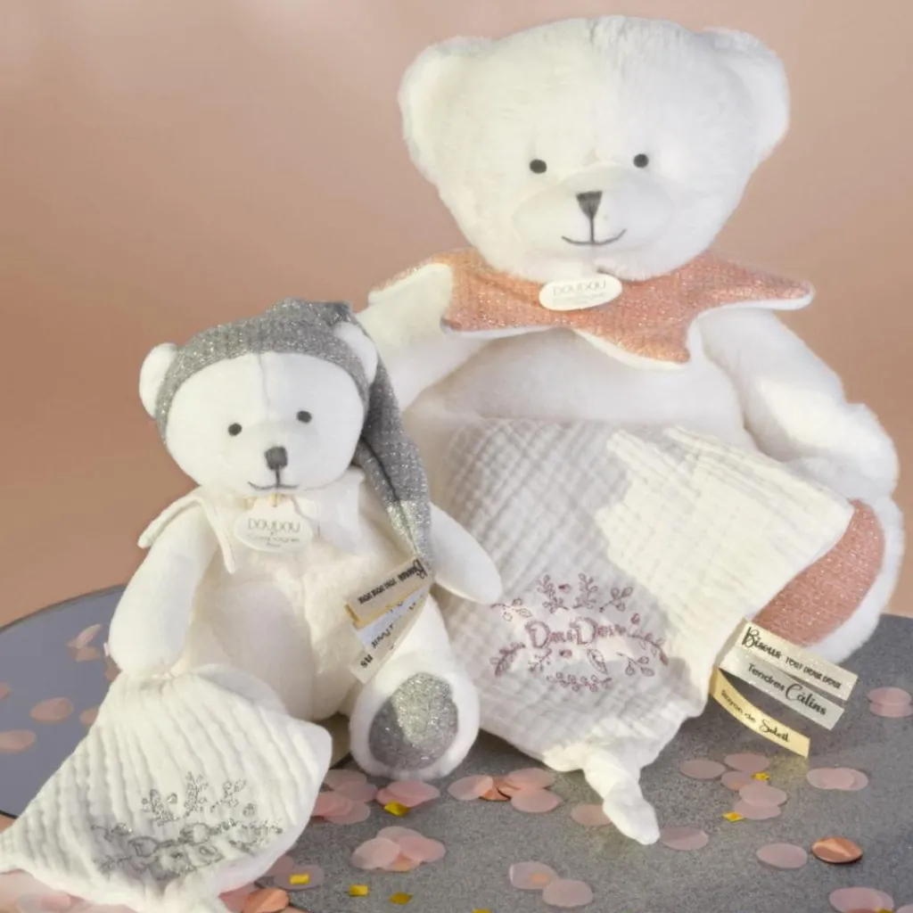 Online Peluche attache-sucette Ours Pantin Argent (20 cm) Doudou Attache Sucette