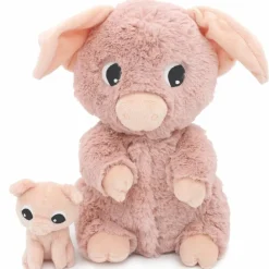 Peluche Barbekiou maman et bébé Les Ptipotos Rose (25 cm) Peluche Moyenne (20-59 Cm)