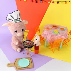 Peluche Barbekiou maman et bébé Les Ptipotos Rose (25 cm) Peluche Moyenne (20-59 Cm)