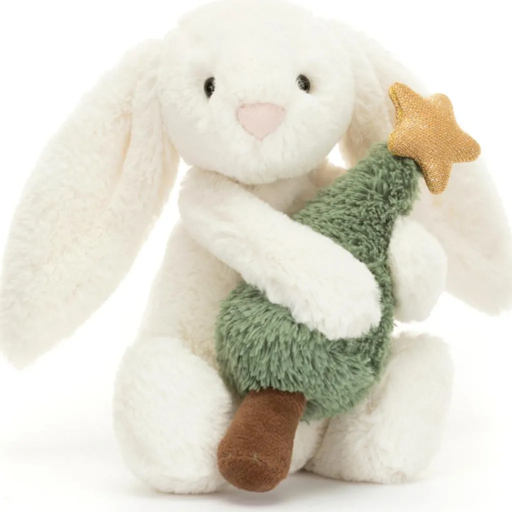 Jellycat Peluche Bashful Lapin avec sapin de Noël (18 cm)