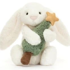 Jellycat Peluche Bashful Lapin avec sapin de Noël (18 cm)