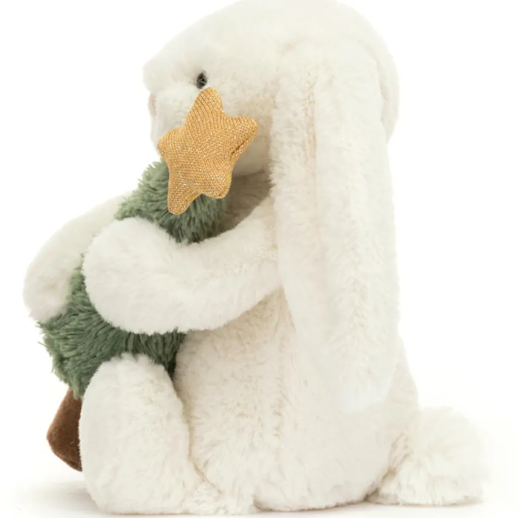 Jellycat Peluche Bashful Lapin avec sapin de Noël (18 cm)