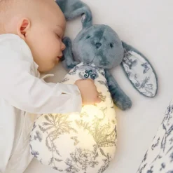 Peluche bruit blanc lapin Toile de Jouy bleu Bruit Blanc