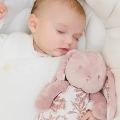 Sale Peluche bruit blanc lapin Toile de Jouy rose Bruit Blanc