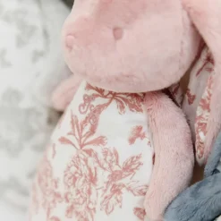 Sale Peluche bruit blanc lapin Toile de Jouy rose Bruit Blanc
