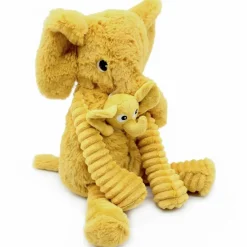 Les Déglingos Peluche Dimoitou maman et bébé Les Ptipotos Moutarde (35 cm)