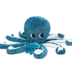 New Peluche Filou la pieuvre maman et bébé Les Ptipotos bleu Peluche Moyenne (20-59 Cm)