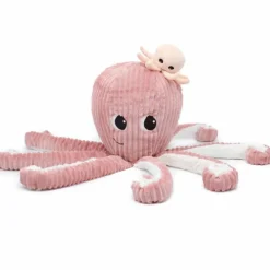 Les Déglingos Peluche Filou la pieuvre maman et bébé Les Ptipotos rose