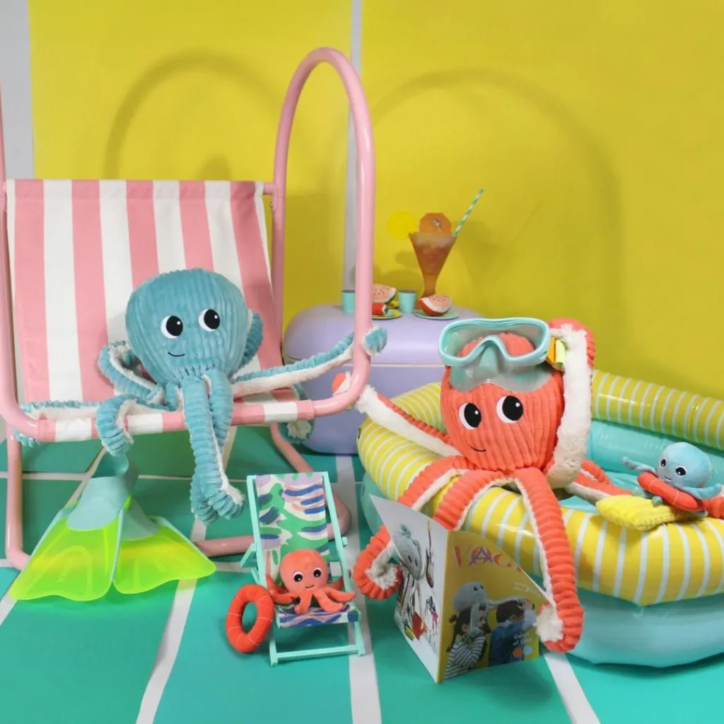 Les Déglingos Peluche Filou maman et bébé Les Ptipotos Corail (50 cm)