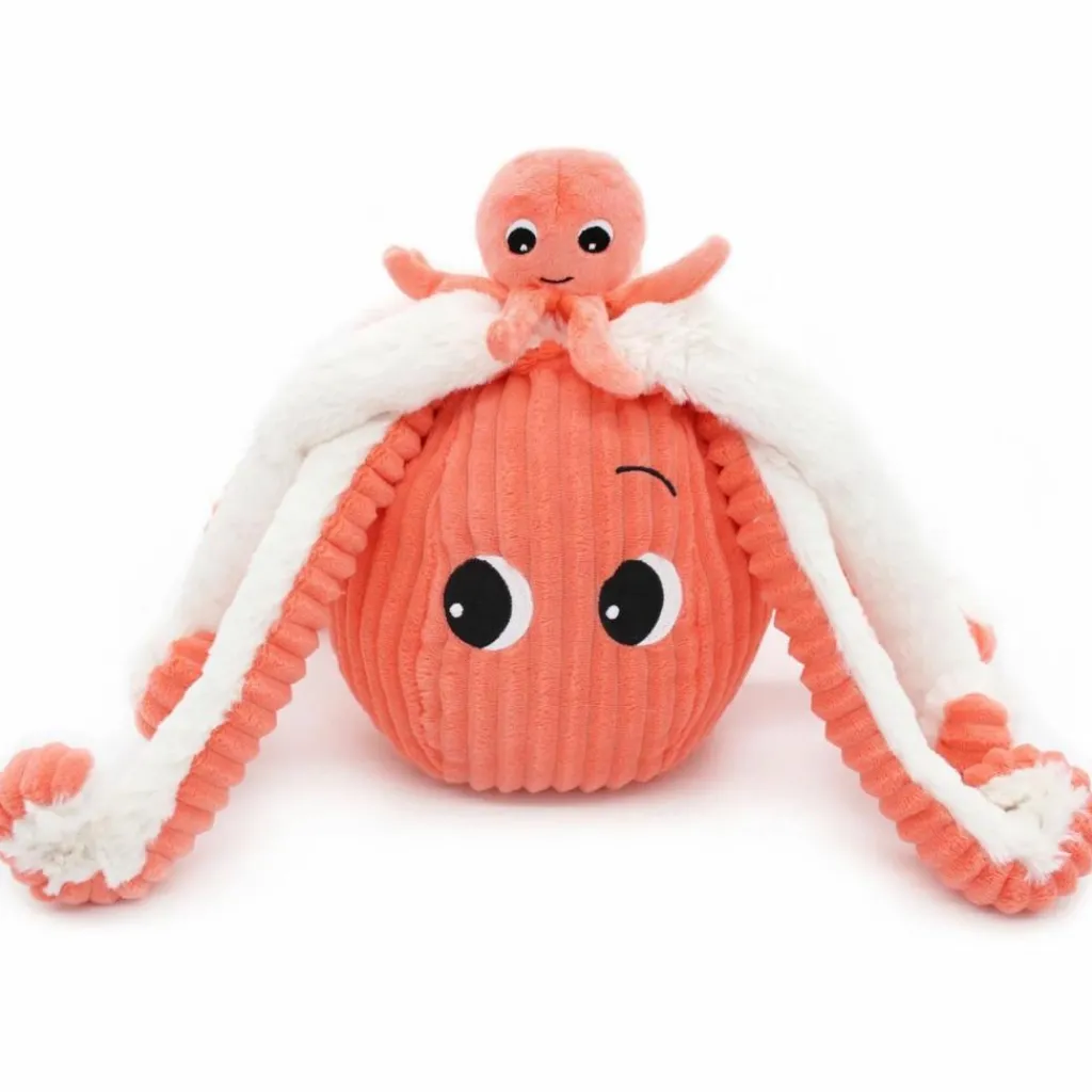 Les Déglingos Peluche Filou maman et bébé Les Ptipotos Corail (50 cm)