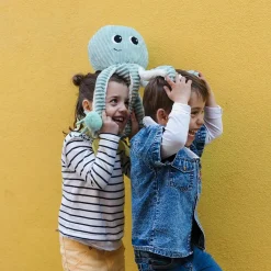 Les Déglingos Peluche géante Filou la pieuvre et son bébé menthe (45 cm)