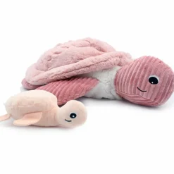 Les Déglingos Peluche géante Les Ptipotos Sauvenou maman-bébé tortue rose (49 cm)